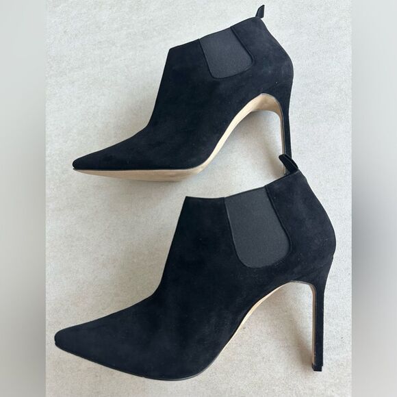 Manolo Blahnik Linuspla 105 Suade Pointy Ankle Boots Size Eu 39 - Picture 10 of 12